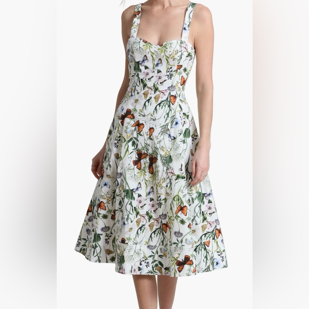 Avec les Filles Botanical Fit and Flare Midi Dress 8
